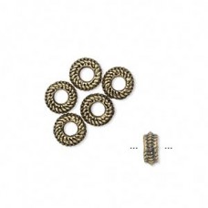 7x3mm Antique Brass Rope Rondelles - Pack of 14