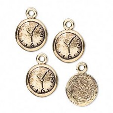 13x12mm Antique Gold Pewter Clock Charms - Pack of 2