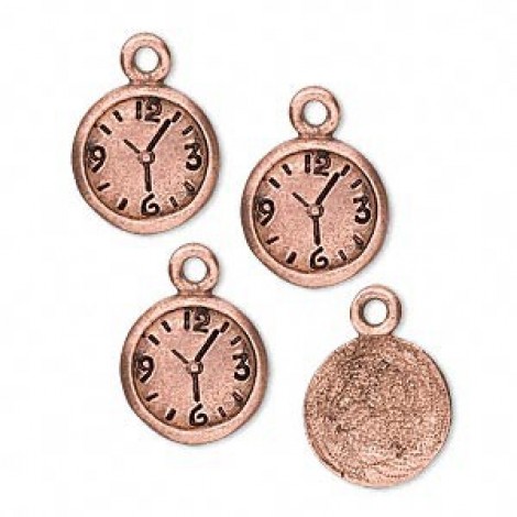 13x12mm Antique Copper Pewter Clock Charm