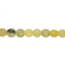 6mm Faceted Olive Jade Round Gemstone Beads - 15" Strand