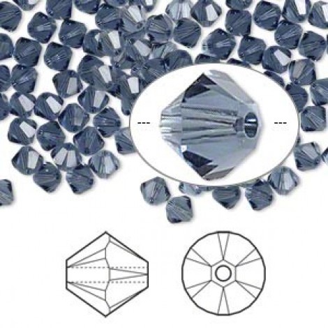 4mm Swarovski Crystal Bicones - Denim Blue