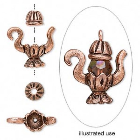Antique Copper Pewter 2-piece Teapot Set