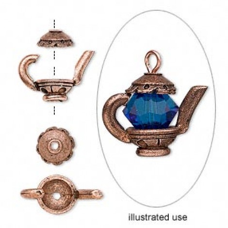 Antique Copper Pewter Teapot 2-piece Charm Antique Copper Pewter Teapot 2-piece Charm