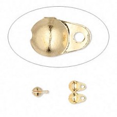 6.5x4mm Side Clamp-on Gold Plated Bead Tips - Pack of 50