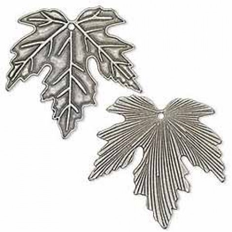 53mm Ant Silver Lead-Free Pewter Maple Leaf Focal