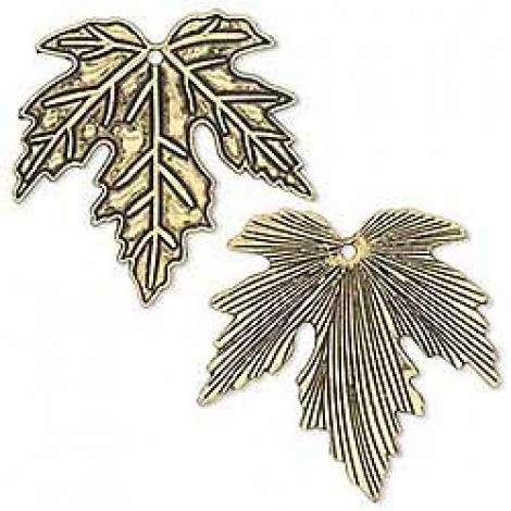 53mm Ant Gold Lead-Free Pewter Maple Leaf Focal