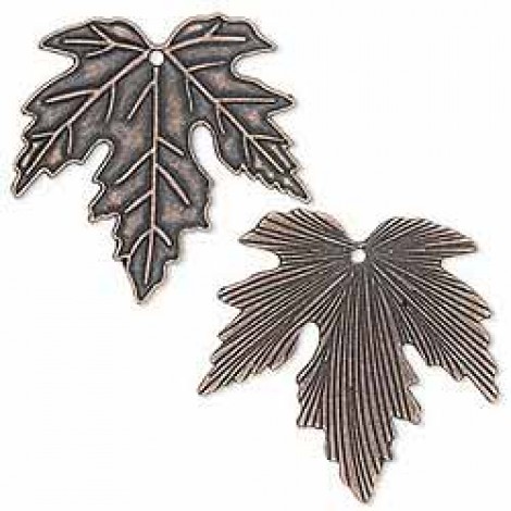 53mm Ant Copper Lead-Free Pewter Maple Leaf Focal