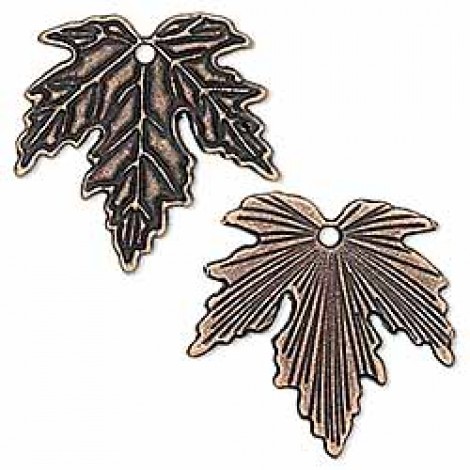 24mm Antique Copper Lead-Free Pewter Maple Leaf Focal