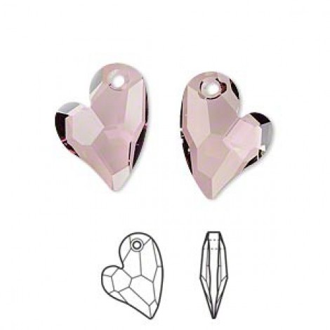 17mm Swarovski Devoted-2-U Hearts -Crystal Ant Pink - Each
