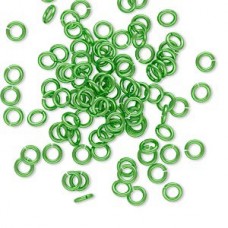 4mm 20ga Aluminium Jumprings - Green- Pack of 100