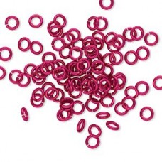 4mm 20ga Aluminium Jumprings - Dark Pink- Pack of 100
