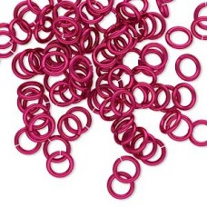 6mm 18ga Aluminium Jumprings - Dark Pink - Pack of 100