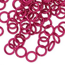 8mm 16ga Aluminium Jumprings - Dark Pink - Pack of 100