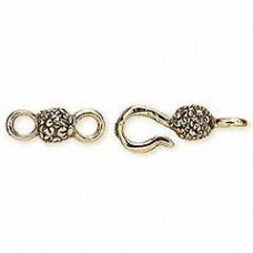 Antique Gold Pewter Flower Hook/Eye Clasp - Each