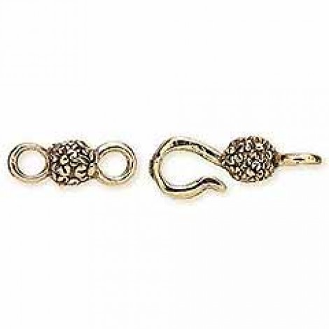 Antique Gold Pewter Flower Hook/Eye Clasp - Each