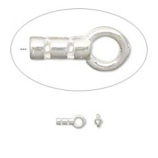 5x2mm (.6mm ID) Sterling Silver Cord End Crimps w/Loop - Per Pair