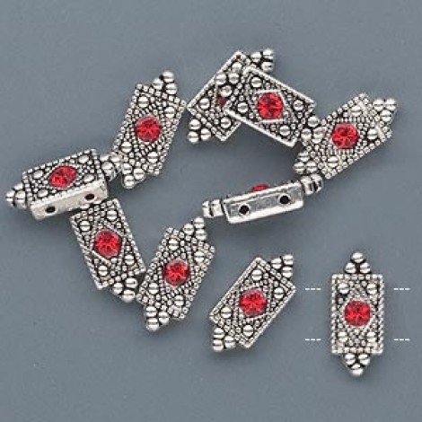 15x6mm Vintage 2-Hole Sliders - Siam - Pack of 10