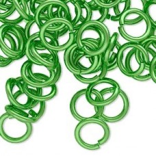 10mm 14ga Aluminium Jumprings - Green - Pack of 100