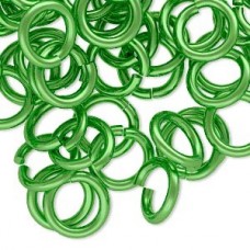 12mm 12ga Aluminium Jumprings - Green - Pack of 50
