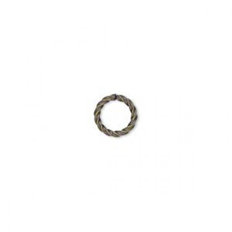 8mm Antique Gold Plated 16ga Twisted Open Jumprings - Pack of 20