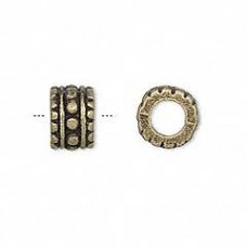 9mm Large Hole Antique Brass Pewter Rondelles - Pack of 10