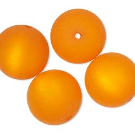 18mm Cool Frost Resin Round Beads - Orange
