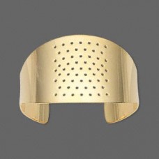 Gold Plated Bracelet Large Cuff Blank w/Holes - Each