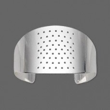 Silver Plated Bracelet Large Cuff Blank w/Holes - each