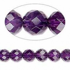 8mm Faceted Medium-Dark Amethyst Gemstone Beads