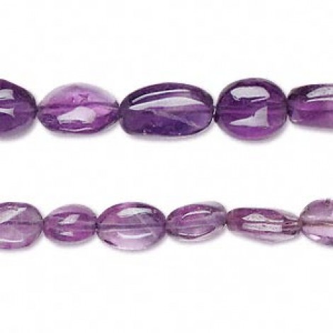 8x7mm Dark Flat Oval Amethyst Gemstone Beads