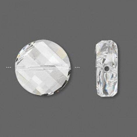 14mm Swarovski 5621 Coin Twist Beads - Crystal