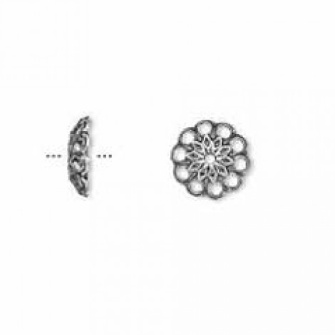 8mm Gunmetal/Antique Silver Filigree Beadcaps - Pack of 10 8mm Gunmetal/Antique Silver Filigree Beadcaps - Pack of 10