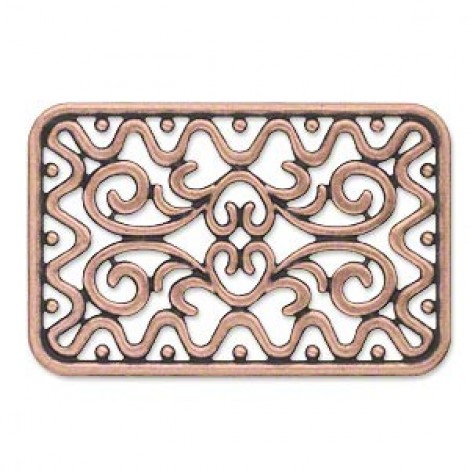 49x32mm Ant Copper Pewter Fancy Rectangle Component
