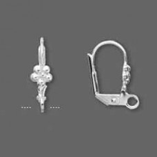 10x5mm Silver Plated Flower French Leverback Earwires - Pack of 5 Pair