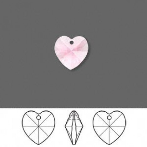 10mm Swarovski Crystal Heart Drops - Rose
