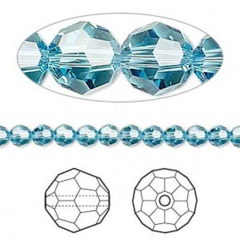 4mm Swarovski Crystal Round Beads - Light Turquoise