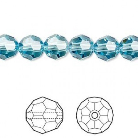 6mm Swarovski Crystal Round Beads - Light Turquoise