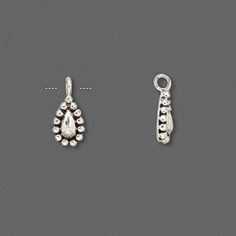 9x5mm Beaded Antique Sterling Silver Teardrops - each