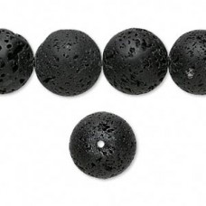 14mm Black Lava Rock Round Beads
