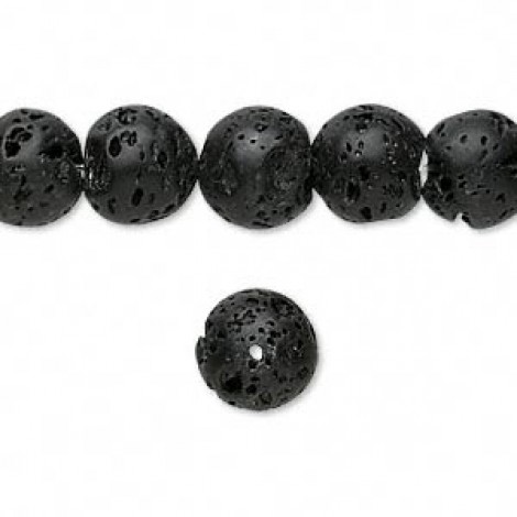 10mm Black Lava Rock Round Beads