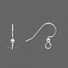 13.5mm Silver Plated Surgical Steel 21ga Earwires with 2.5mm ball
