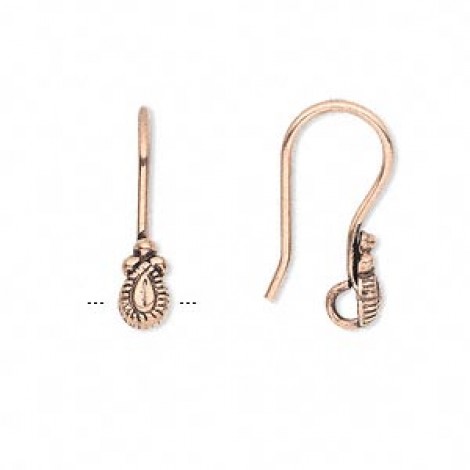 Antique Copper Earwires with Teardrop Loop
