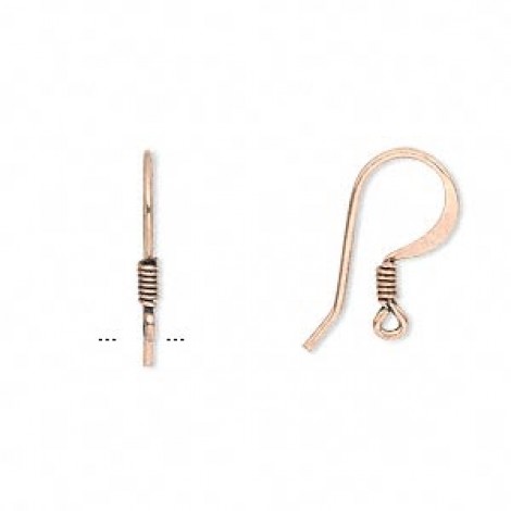 Antique Copper Plated Copper Fishhook Earwires w/Coil - Pack of 2 pair