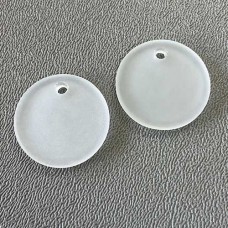 25mm Sea Glass Flat Coin Pendant - Crystal - Pack of 2