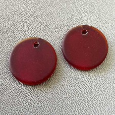 25mm Sea Glass Flat Coin Pendant - Cherry Red - Pack of 2