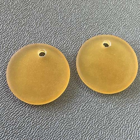 25mm Sea Glass Flat Coin Pendant - Desert Gold - Pack of 2