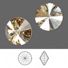 16mm Swarovski Rivoli Crystals - Golden Shadow - Pack of 2