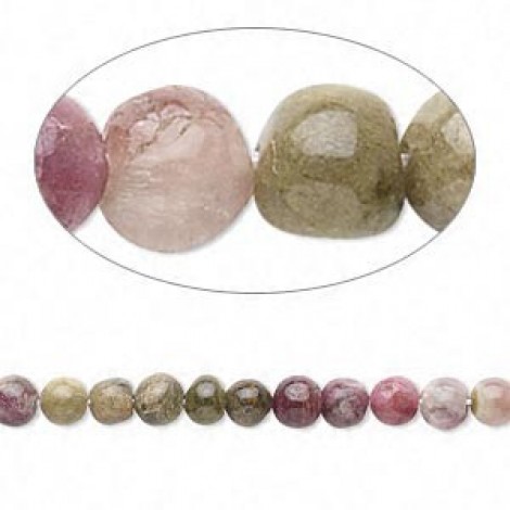 3-4mm Multi-toned Tourmaline Hand-cut Round Beads