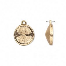 12mm Rivoli Ant Gold Pendant Bezel Setting Drops - Per Pair