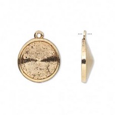 14mm Rivoli Ant Gold Pendant Bezel Setting Drop - Per Pair